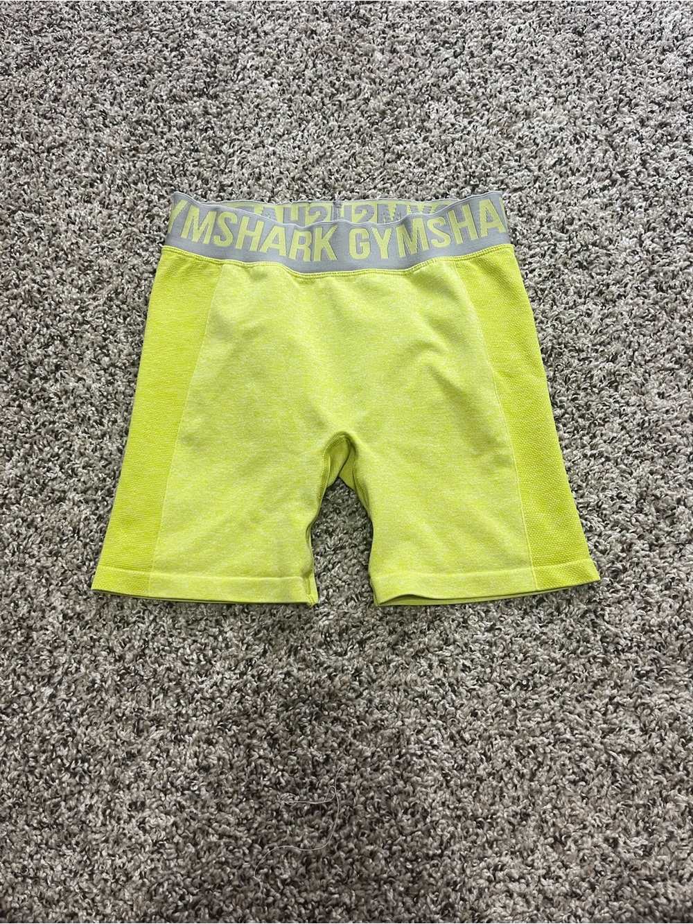 Gymshark Neon Lime Performance Bike Shorts with Grey Logo Waistband